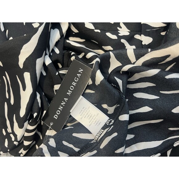 NWT DONNA MORGAN Long Sleeve Wrap Dress Ivory/Black Size 10 - Picture 11 of 11